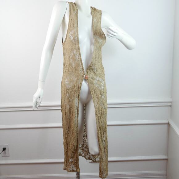 Marabou Jackets & Blazers - Vintage S M Lace Vest Longline Duster Shabby Chic Boho Hippy Festival Romantic